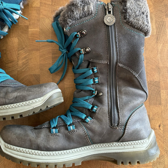 Santana Canada Marinda Womens 10 Grey Turquoise Tall Winter Boots Snow Casual - Picture 3 of 9